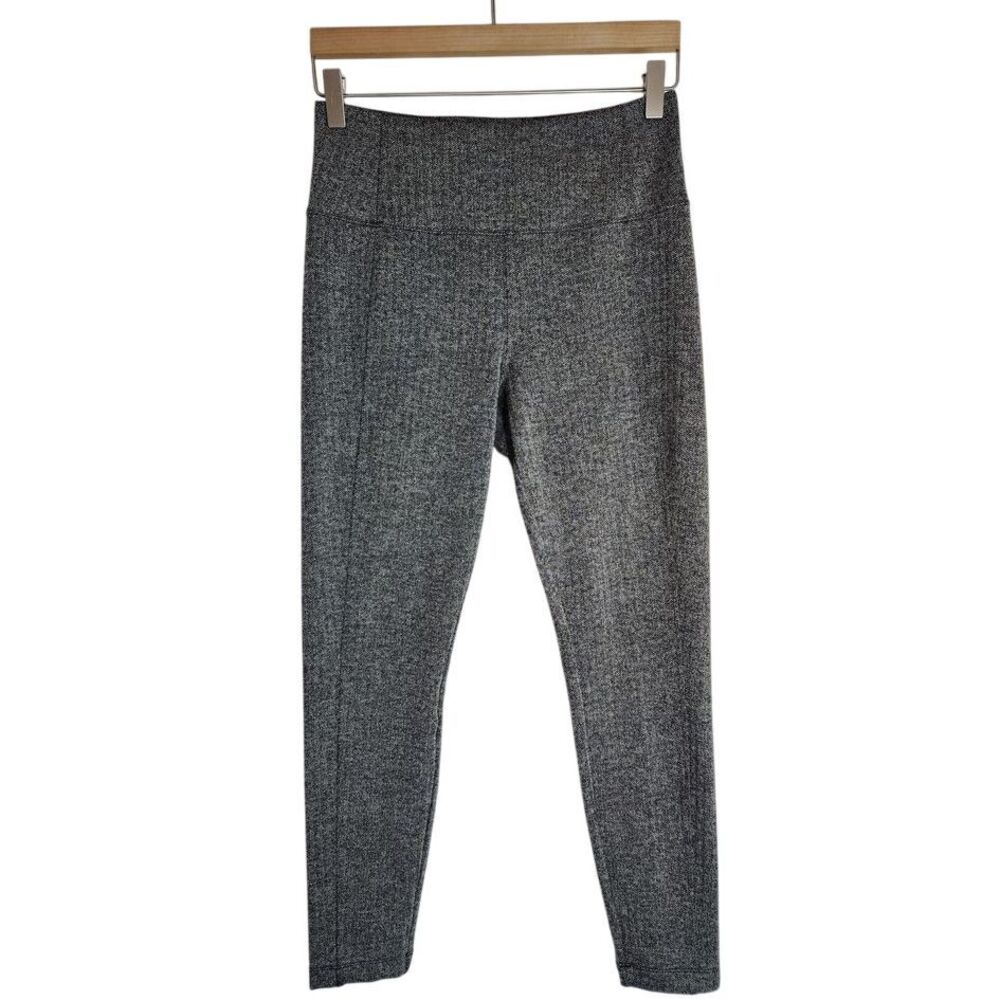 Athleta Leggings Women's Small Delancey Herringbone Yoga Workout Pants BlackGrey